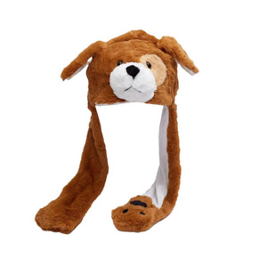 Coniglio orsetto orecchie in movimento simpatico cartone animato giocattolo Kawaii divertente per adulti uomini e donne coniglio cappello di peluche cappello invernale - Product Image 1