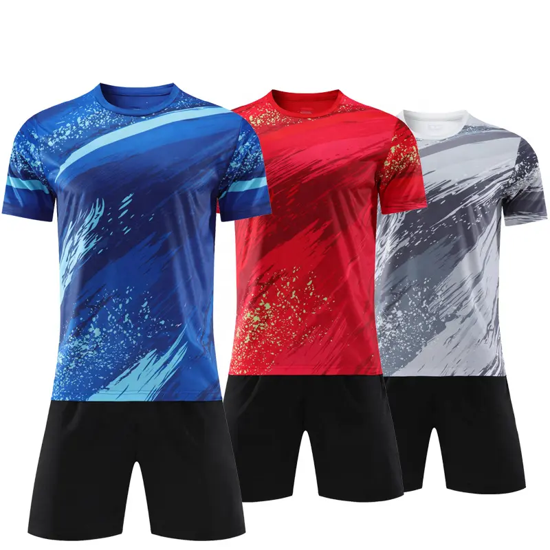 Fabrikanten Groothandel Voetbal Uniform Suits Mannen Game Training Jersey Sport Shirt Afdrukken