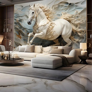 <span class=keywords><strong>Parete</strong></span> in rilievo del cavallo bianco 5d carta <span class=keywords><strong>da</strong></span> parati in seta adesivo decorazione per la casa - Product Image 3