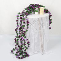 Guirlandes de fleurs artificielles, fausses roses violettes, fleurs en soie, fausses fleurs en plastique, guirlande florale suspendue pour l'extérieur, décoration d'automne