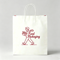 Sac d'emballage alimentaire à emporter biodégradable avec logo personnalisé et poignée, emballage pour restaurant