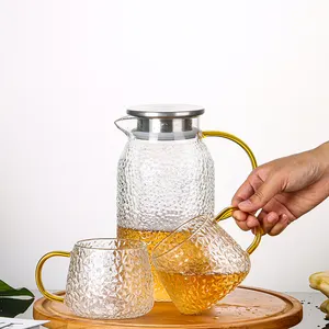 Bình thủy tinh Ấm đun nước đặt cao Borosilicate Glass cup nước Mug chịu nhiệt với xử lý không gỉ nắp