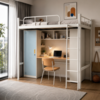 Lit superposé compact en métal avec table d'ordinateur et barrières de sécurité pour petites pièces