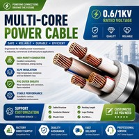 Cable de Alimentación con Aislamiento XLPE de 3+2 Núcleos, 0.6/1kV, Conductor de Cobre, Cubierta de PVC, Cable Eléctrico para Sistemas de Distribución de Energía Trifásica