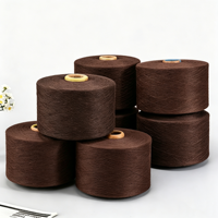 Fil recyclé marron foncé en coton et polyester à extrémités ouvertes pour balais de nettoyage, gants tricotés, tabliers de vêtement - Commande en gros