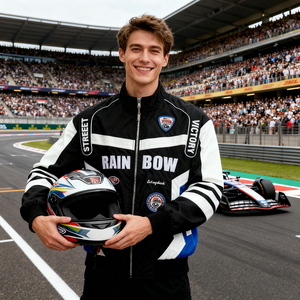 <span class=keywords><strong>Chaqueta</strong></span> <span class=keywords><strong>de</strong></span> Carreras para <span class=keywords><strong>Hombre</strong></span>, Estilo Motorsport, con Parches Bordados, Bloques <span class=keywords><strong>de</strong></span> Color, Cierre <span class=keywords><strong>de</strong></span> Cremallera, <span class=keywords><strong>Chaqueta</strong></span> Bomber para Motocicleta - Product Image 3