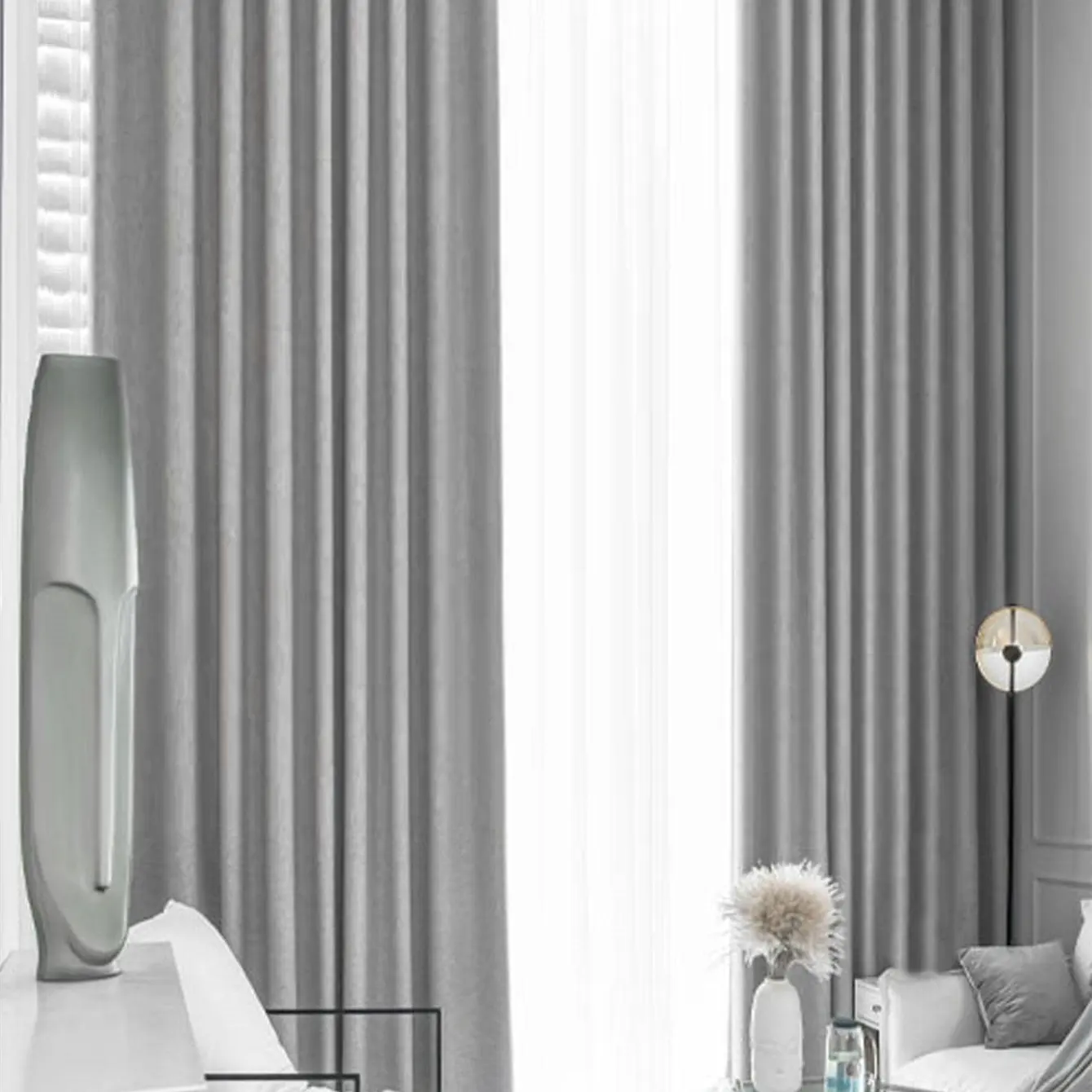 Phong cách Nhật Bản tinh khiết màu xám sang trọng màn rèm cho phòng ngủ phòng khách tất cả các mùa