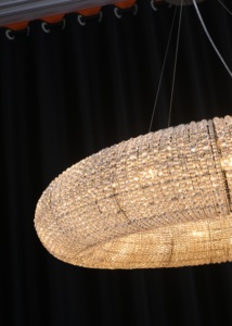 Lustre LED rond en cristal de luxe RH Lighting Decoration Home Crystal Halo Smoke pour villa et salon - Product Image 4