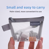 Dompet Koin Jaring Segitiga Nilon Terbuka Sederhana, Tas Kunci Kapasitas Besar, Tas Kartu, Tas Penyimpanan Transparan, Tas Perjalanan Gaya Jepang