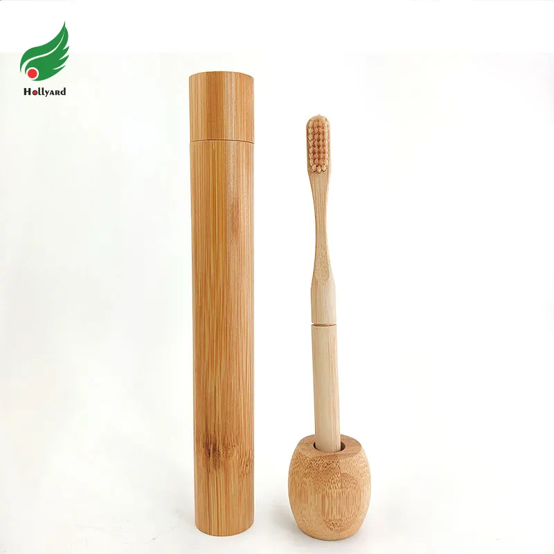 100% green environmental mao bamboo round handle toothbrush soft bristle natural cylinder 2 part bamboo toothbrush