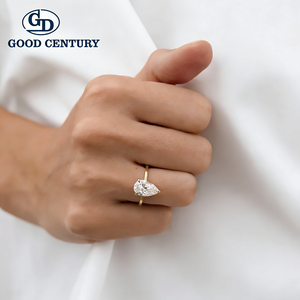 Anillo <span class=keywords><strong>de</strong></span> Diamante Cultivado en Laboratorio con Corte <span class=keywords><strong>de</strong></span> Pera, Solitario <span class=keywords><strong>de</strong></span> 3 Puntas, Certificado IGI, <span class=keywords><strong>Oro</strong></span> <span class=keywords><strong>de</strong></span> 14K y 18K GC - Product Image 4