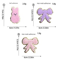 Schattig konijnen strik geborduurd patch strijk- of naai-op cartoon applicatie patch voor kinderkleding, hoed, tas