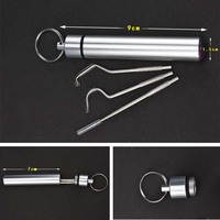 Cure-dents en métal réutilisables, ensemble de cure-dents en acier inoxydable portable avec support