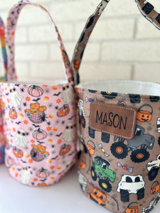 Bolsa de Lona Personalizada de <span class=keywords><strong>Halloween</strong></span> para Niños, con Nombre Personalizado, Diseño de Fantasma y Calabaza, para Dulces, con Asa Reforzada - Product Image 3