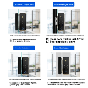 Serrure intelligente pour porte vitrée avec WiFi, contrôle par application Tuya sur smartphone, stockage cloud, empreinte digitale, mot <span class=keywords><strong>de</strong></span> passe, carte-clé et déverrouillage à distance - Product Image 4