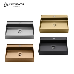 Lavabo de Diseño Moderno en Acero Inoxidable 304, Lavabo de Pedestal Único con Desagüe para Hoteles - Product Image 2