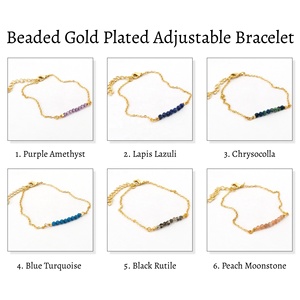 ปรับLapis Lazuliอัญมณีสร้อยข้อมือเครื่องประดับทองชุบสีฟ้าสร้อยข้อมือลูกปัดกุ้งก้ามกรามClawชุดBohoแฟชั่นเครื่องประดับของขวัญ - Product Image 2