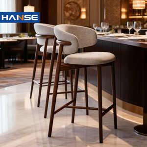 Muebles <span class=keywords><strong>de</strong></span> Bar Nórdicos, <span class=keywords><strong>Taburete</strong></span> Alto Moderno <span class=keywords><strong>con</strong></span> Estructura <span class=keywords><strong>de</strong></span> Madera Maciza y Tela <span class=keywords><strong>de</strong></span> Lino, Silla <span class=keywords><strong>de</strong></span> Bar <span class=keywords><strong>con</strong></span> <span class=keywords><strong>Respaldo</strong></span> Curvo para Cocina - Product Image 2