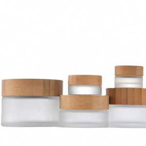 Venta Caliente: Frascos de Vidrio Esmerilado Transparente de Alta Calidad para Cosméticos, 50g/100g, con Tapas de Bambú para Crema Facial y Contorno de Ojos - Product Image 3