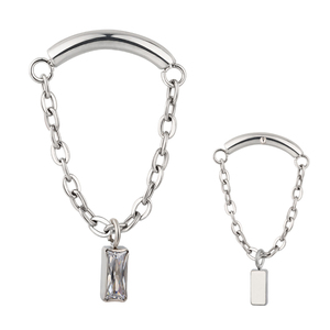 Wholesale Titanium Helix <b>Earring</b> 16G Internally Threaded Top Labret Piercing Chain Hang Curved Bar O-Blong Center Wedding Body - Product Image 1