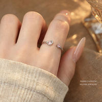 Bijoux Damila, style coréen, design géométrique, argent sterling 925, zircone cubique rose, bagues ouvertes pour femmes, à porter tous les jours
