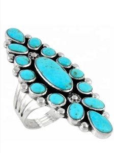 Designer 925 Solid Sterling <b>Silver</b> Arizona Turquoise <b>Ring</b> Cute <b>Statement</b> Jewelry for Wedding Party Anniversary - Product Image 2