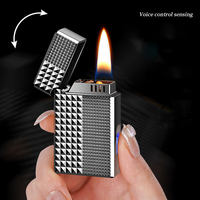 Briquet à kérosène vintage en métal à commande vocale, coupe-vent et portable pour cigares et cigarettes, accessoires de briquet électronique