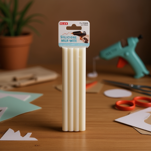 Stick di silicone Ilan 11x190mm bianco latte per pistola colla a caldo, uso artigianale - Product Image 2