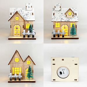 Christmas Decorations Light Up Wooden House <b>Ornaments</b> Glowing Wooden Cabin Tabletop Decor for Christmas Tree Home Desktop Xmas - Product Image 3
