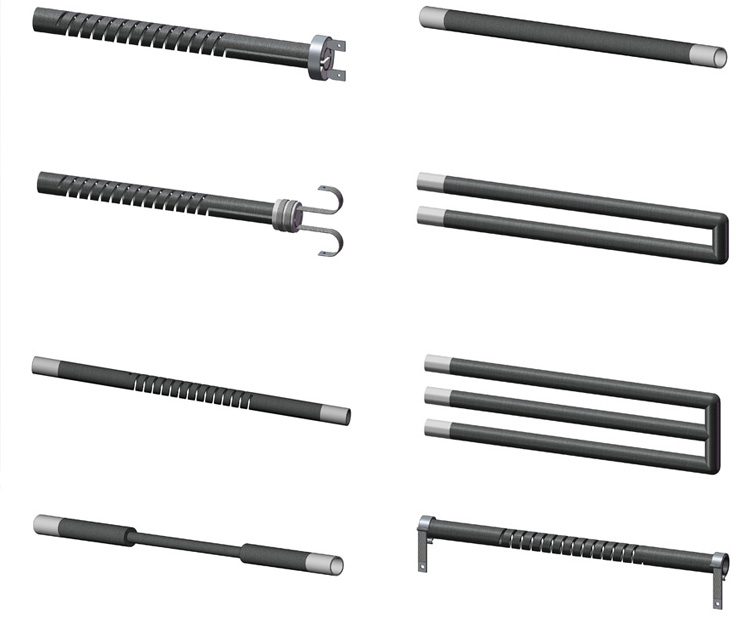 Straight sic silicone carbide heating rods with cold zone and hotzone
