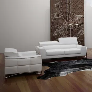 Set sofa kulit Nordik modern kantor reguler, sofa kulit putih ruang tamu