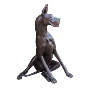 גן קישוט פיסול חיים גודל בית תפאורה מתכת פסלי נחושת פליז בעלי החיים פיסול ברונזה כלב פסל