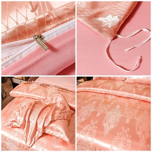 Set di biancheria da letto ricamata <span class=keywords><strong>in</strong></span> raso di alta qualità di lusso europeo neoclassico Jacquard Paisley Design-H copriletto copriletto copriletto - Product Image 2