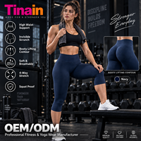 Leggings Capri pour femmes, taille haute, sans couture, effet push-up, anti-transpiration, doux et lisses, pour Pilates, personnalisables par fournisseur OEM