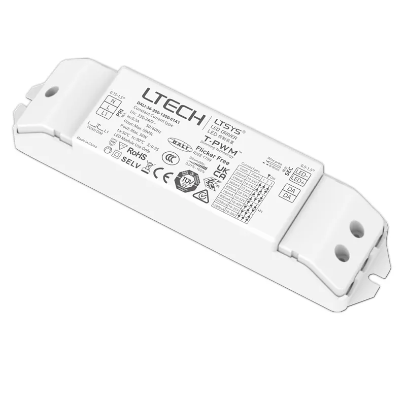 High Quality DALI Push DIM Dimming 0-100% 15W 25W 36W Intelligent LED Driver for Internal Lights