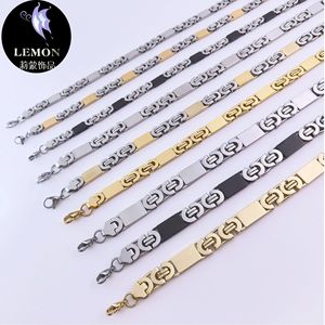 Set de Collar de Cadena Fígaro de Acero Inoxidable Macizo Estilo Italiano para Hombre con Baño de <span class=keywords><strong>Oro</strong></span> de 18K Joyería de Moda - Product Image 5