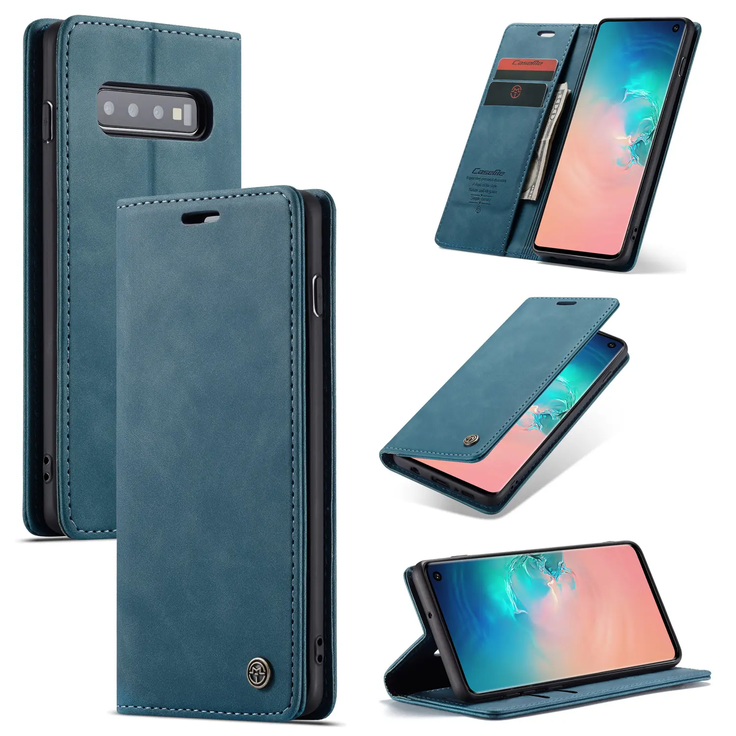 Suitable for Samsung S10 phone case S9Plus card insertion phone leather case S8 retro flip cover magnetic suction protective