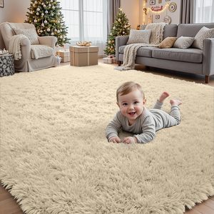 White Fluffy Soft Plush <strong>Cream</strong> Non-Slip Shaggy Area <strong>Rugs</strong> for Bedroom Living Room <strong>Large</strong> Carpet - Product Image 1