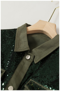Warm Cardigan Good Quality Shinny Patchwork Clothing Wholesale Coats for Ladies Olive <strong>Green</strong> Glitter <strong>Sequin</strong> Women's <strong>Jackets</strong> - Product Image 6