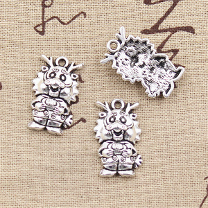Dijes China Loong Dragon 27x16mm Colgantes de color plata tibetana Joyería antigua Fabricación DIY Artesanía hecha a mano - Product Image 3
