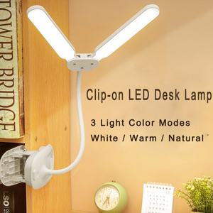 Lampe de bureau à double pince, lampe de table rechargeable par USB avec capteur tactile pour une lecture et une étude flexibles - Product Image 3