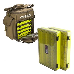 BSCI Factory Heavy duty Nylon Polyester fishing bag <b>backpack</b> <b>waterproof</b> fishing tackle bag with plastic Lure fishing container - Product Image 3