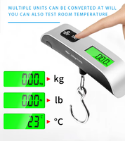 Balance à bagages numérique 50 kg 10 g, alimentée par batterie, affichage LED, portable, pour valise de voyage
