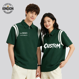 <span class=keywords><strong>Polo</strong></span> de luxe à col zippé 1/4, uniforme d'équipe, 40s 220g, en coton respirant de qualité, unisexe pour couples, tailles S-6XL, chemises oversize - Product Image 1