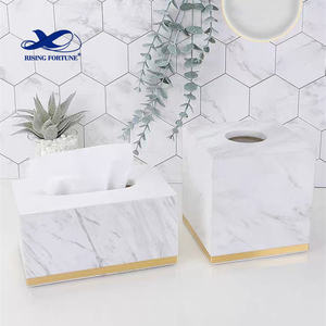 Boîte de rangement carrée rectangulaire pour serviettes hygiéniques, boîte de rangement de luxe en marbre vert et blanc, porte-serviettes en papier Onyx noir pour la maison - Product Image 6