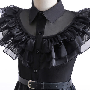 Disfraz de Halloween para Adulto, Disfraz de <span class=keywords><strong>Miércoles</strong></span> <span class=keywords><strong>Addams</strong></span>, Estilo Gótico, Encaje de Tul Negro - Product Image 3