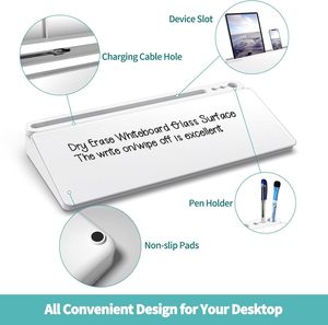 Bàn tổ chức bảng trắng làm bằng thủy tinh màu trắng với ngăn kéo và phụ kiện ngăn thư đặt hàng đóng gói - Product Image 5