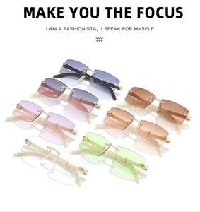 新着<span class=keywords><strong>2025</strong></span>バッファローホーンサングラス男性Oculos De Solファッションリムレスシェード長方形サンメガネ女性用 - Product Image 5