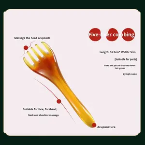 Stick a pettine viso a cinque artigli per massaggiare e raschiare massaggiatore meridiano di bellezza per massaggio viso Gua Sha - Product Image 3