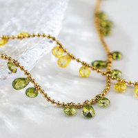 Kalung Perhiasan Mewah Elegan Warna Cyan Gold, Kalung Minimalis Fashion Berlian Stainless Steel untuk Wanita